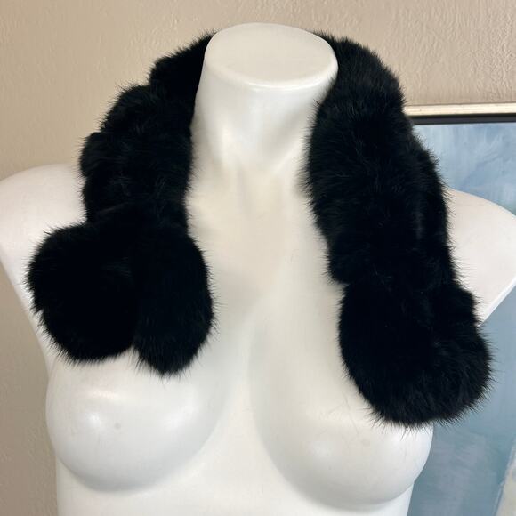 Rabbit Fur neck warmer/snood - Black - Picture 2 of 6